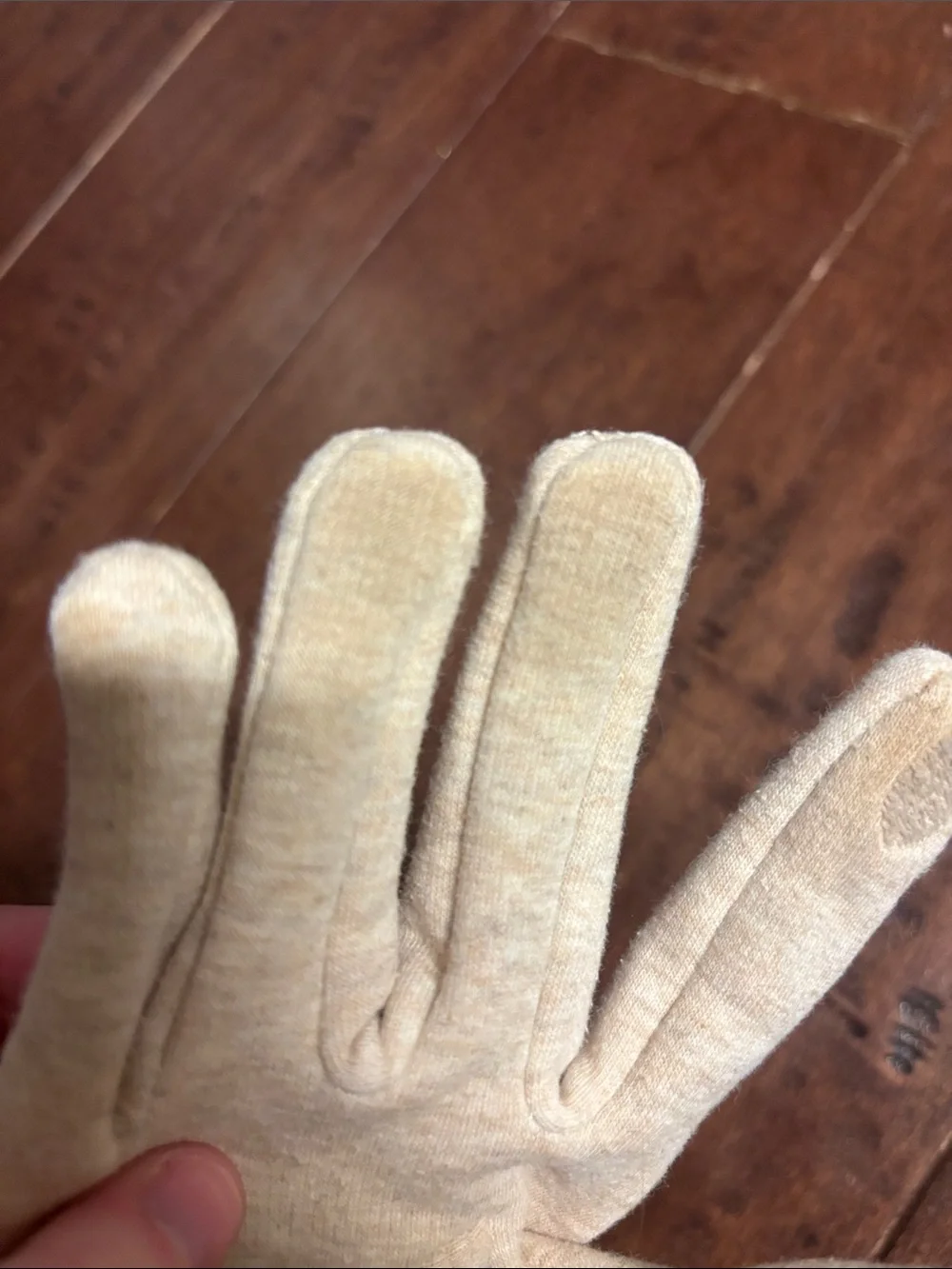 Women's Cream Knit Winter Gloves